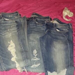 Women’s Skinny Distressed Blue Jeans - Mid Wash Stretch